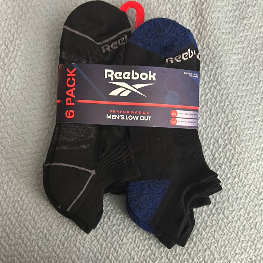 Reebok Men's Low Cut Socks - Black and Blue